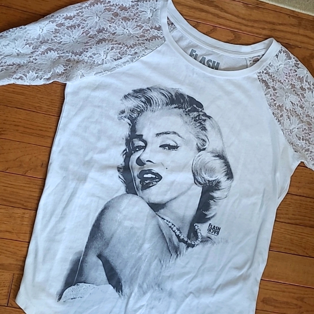 Flash Back Marilyn Monroe Lace Sleeves Baseball T Women's M